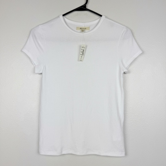 Madewell Drapey Ribbed Buttery Soft Short Sleeve Tee White Size XS NWT - Picture 5 of 9
